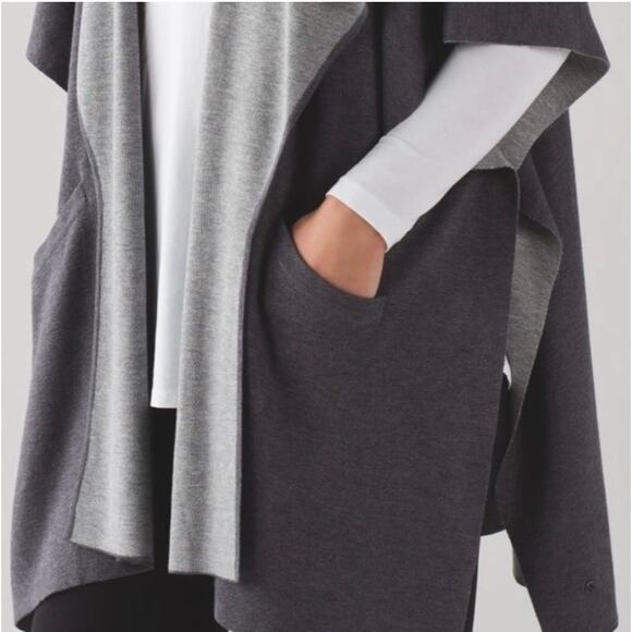 Lululemon After Asana Wrap Cashmere Blend Yoga Sweater Grey Women's Small - Picture 2 of 9